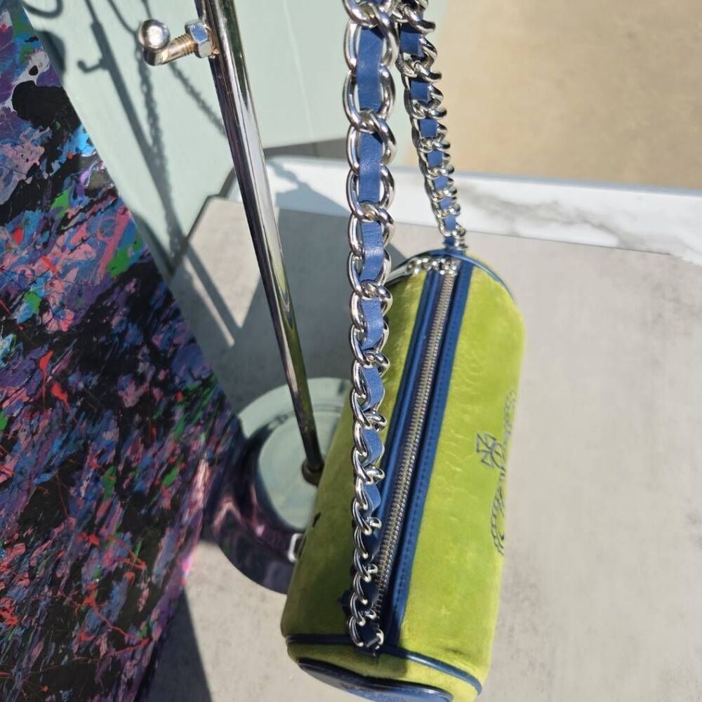 Juicy Couture Y2K "Juicy" Green Fluffy Terry Cloth Barrell Vintage Shoulder Bag - Picture 6 of 11